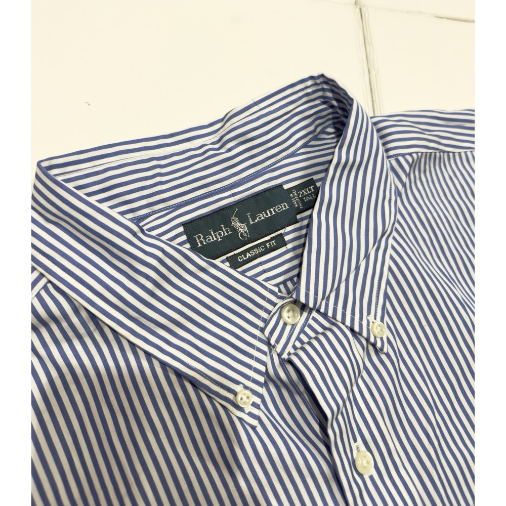 NWT Polo Ralph Lauren Men Classic Button Down Oxford Poplin Shirt Pinstripe 2XLT - Picture 7 of 12